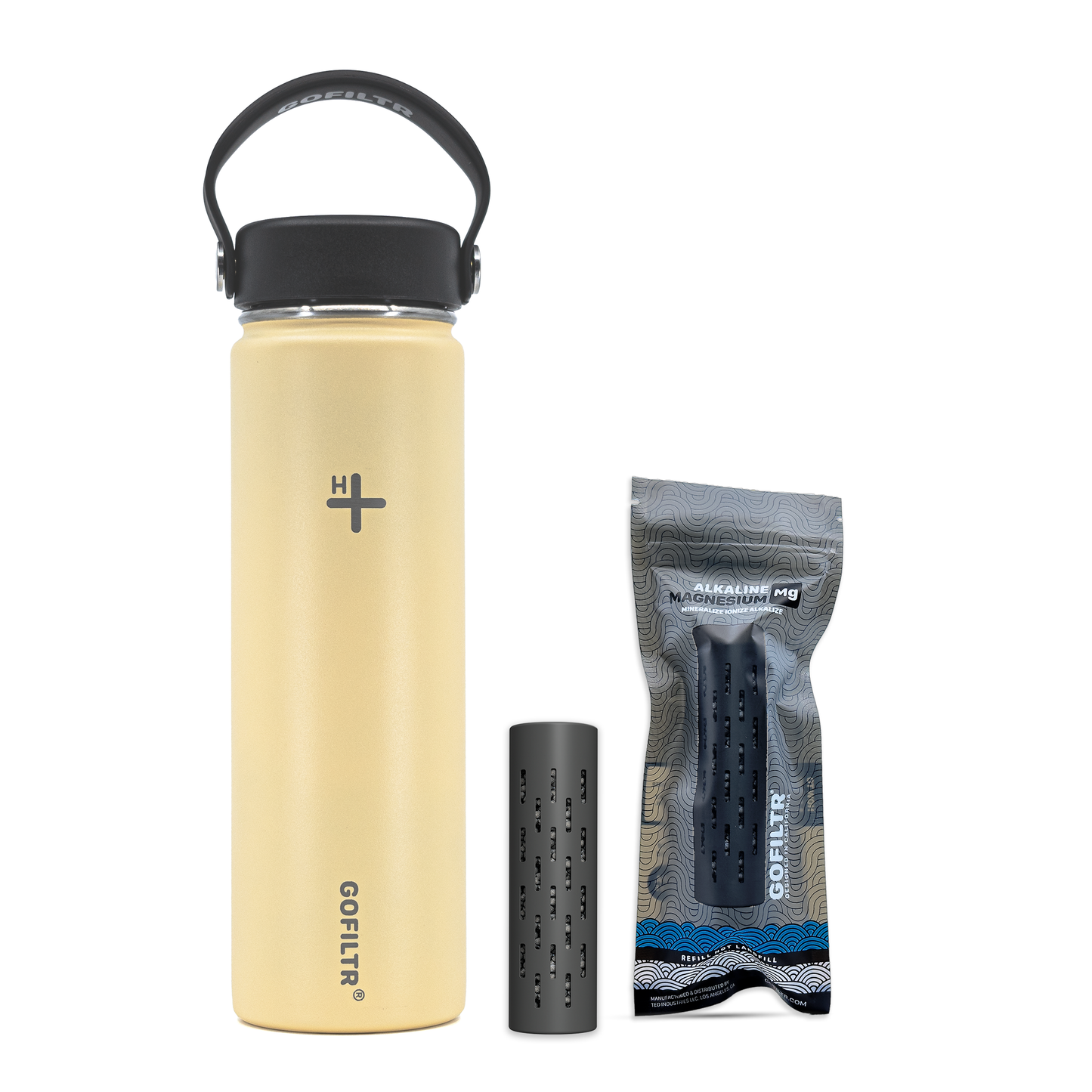 GOFILTR Alkaline Water Bottle 22 oz - Insulated Water Bottle That Creates 9.5 pH Alkaline Water