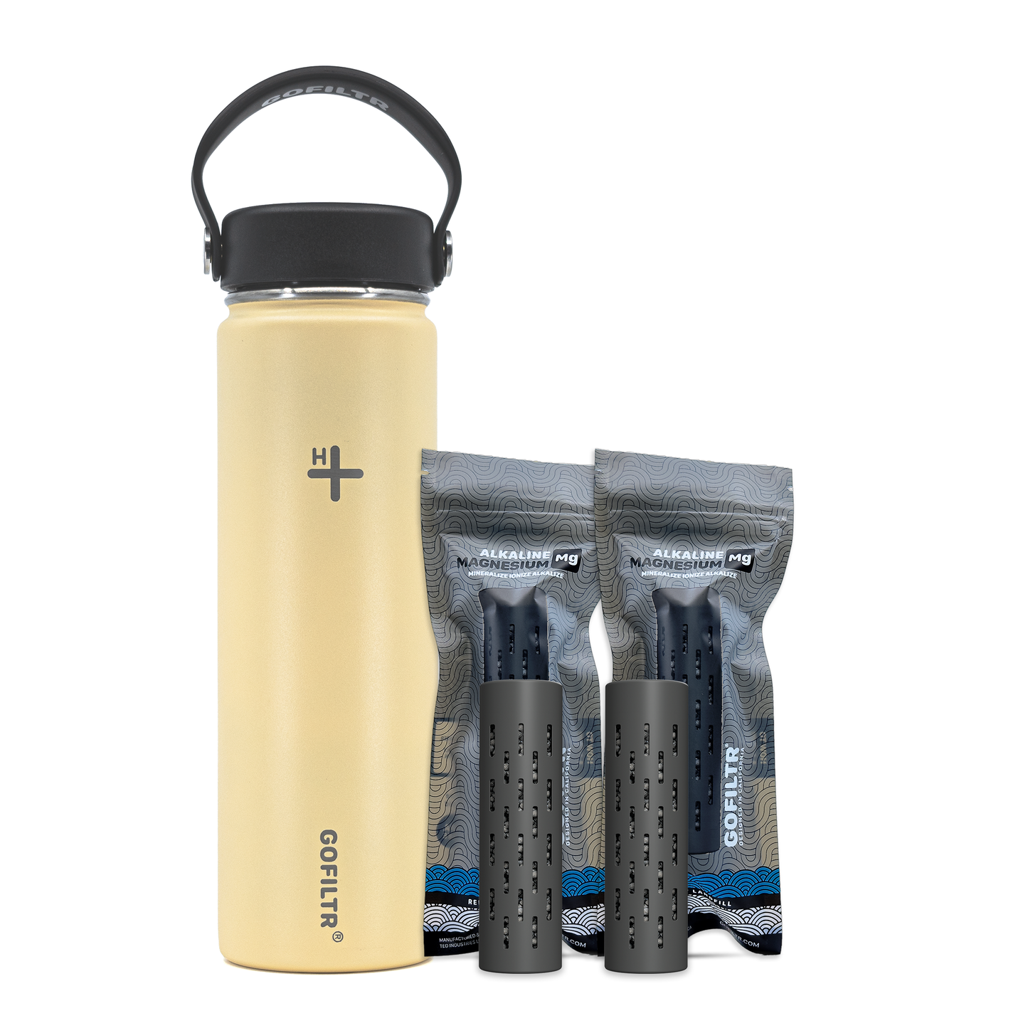 GOFILTR Alkaline Water Bottle 22 oz - Insulated Water Bottle That Creates 9.5 pH Alkaline Water