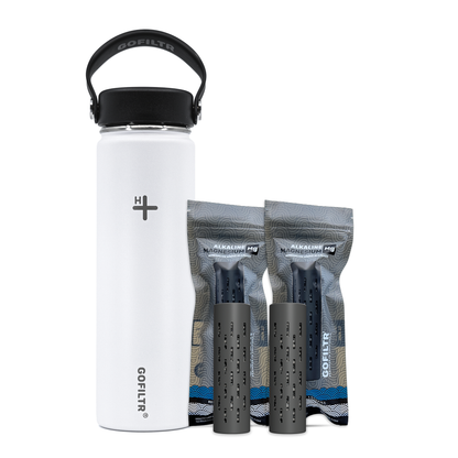 GOFILTR Alkaline Water Bottle 22 oz - Insulated Water Bottle That Creates 9.5 pH Alkaline Water