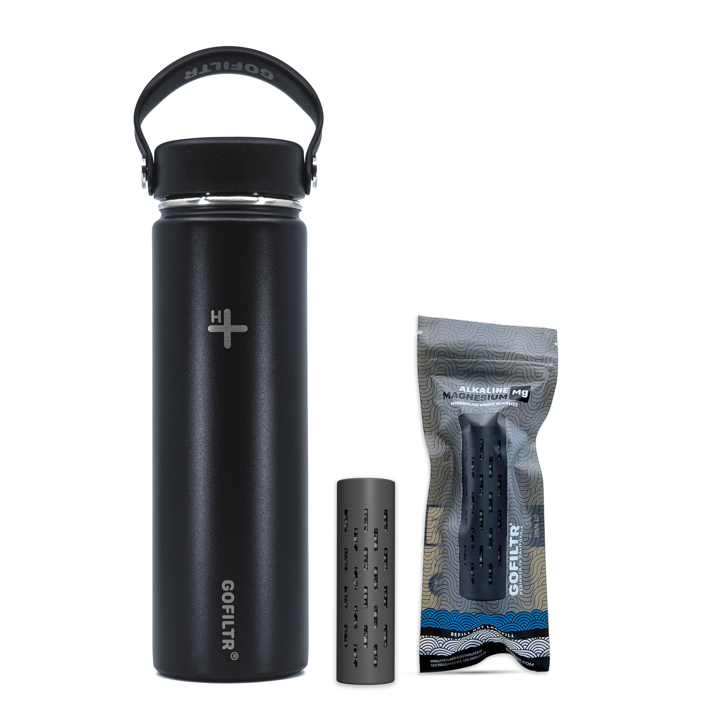 GOFILTR Alkaline Water Bottle 22 oz - Insulated Water Bottle That Creates 9.5 pH Alkaline Water