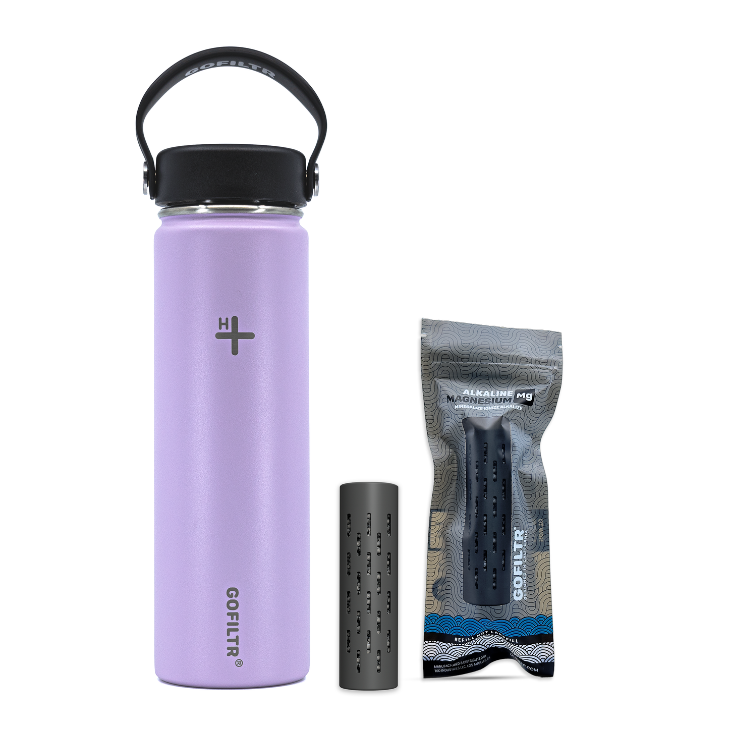 GOFILTR Alkaline Water Bottle 22 oz - Insulated Water Bottle That Creates 9.5 pH Alkaline Water