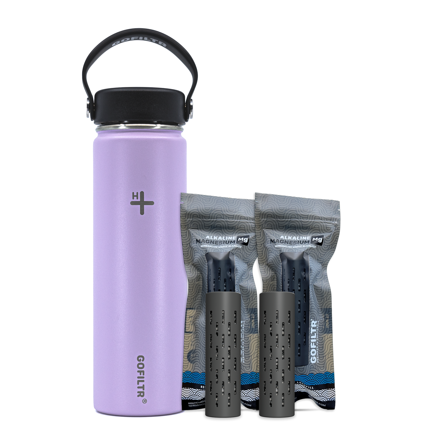 GOFILTR Alkaline Water Bottle 22 oz - Insulated Water Bottle That Creates 9.5 pH Alkaline Water