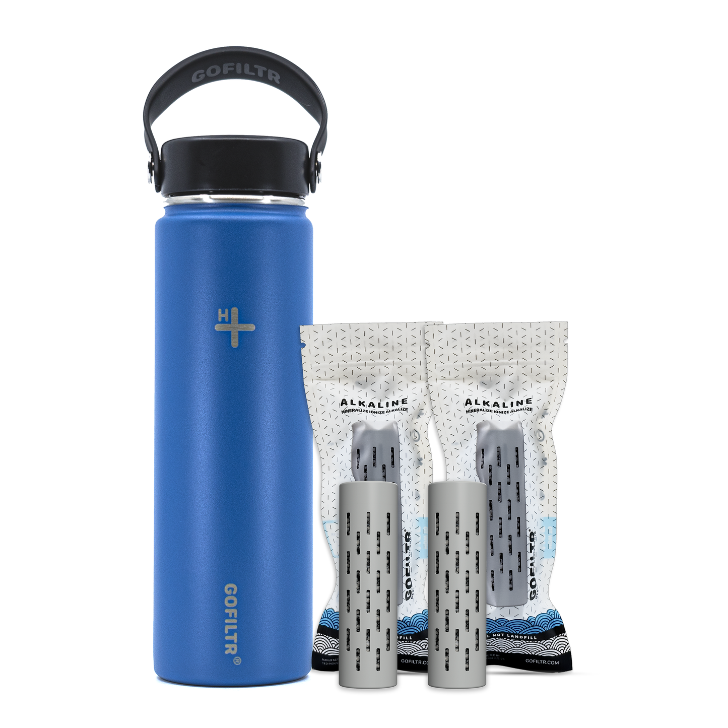 GOFILTR Alkaline Water Bottle 22 oz - Insulated Water Bottle That Creates 9.5 pH Alkaline Water