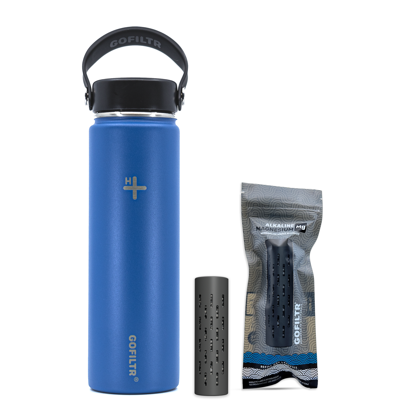 GOFILTR Alkaline Water Bottle 22 oz - Insulated Water Bottle That Creates 9.5 pH Alkaline Water