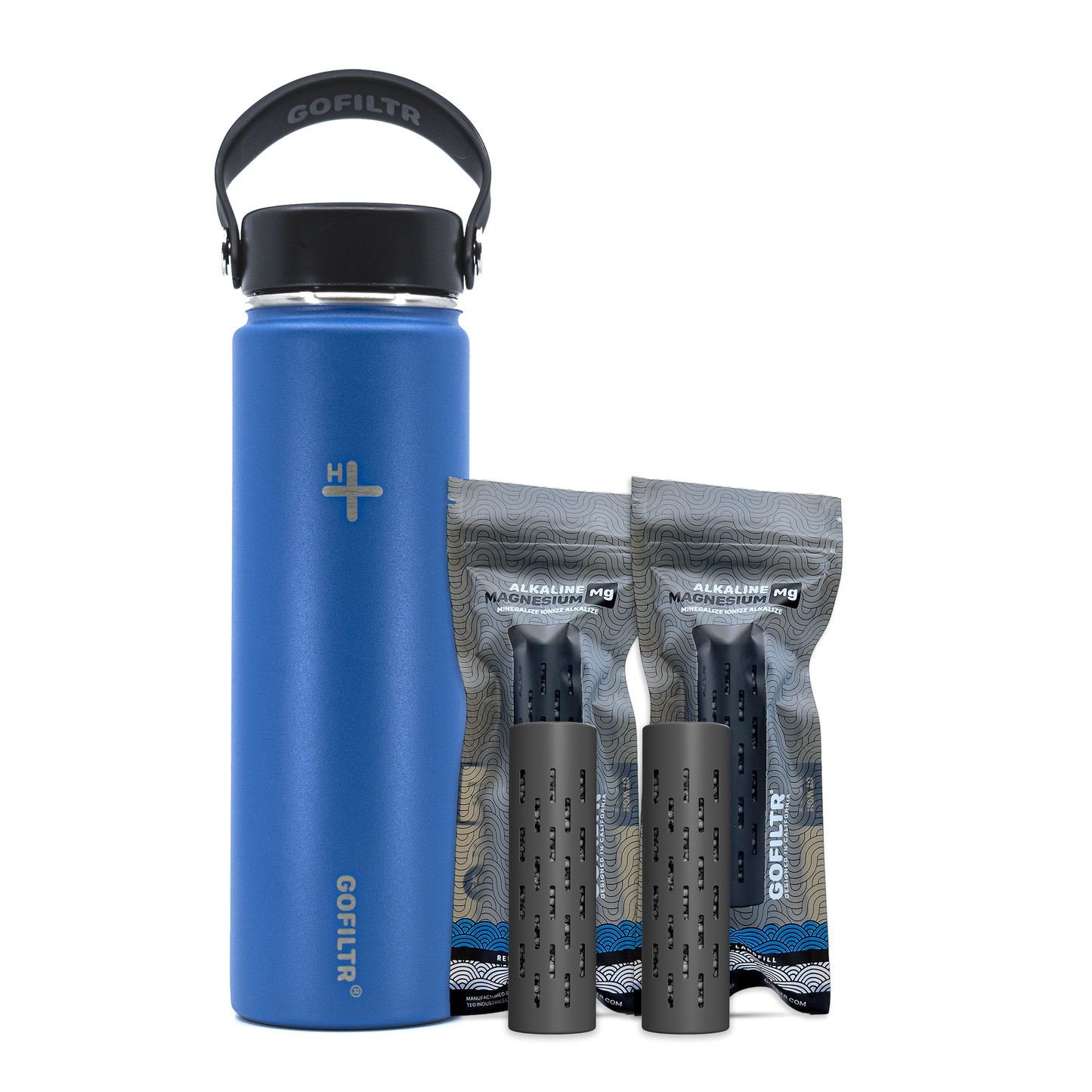 GOFILTR Alkaline Water Bottle 22 oz - Insulated Water Bottle That Creates 9.5 pH Alkaline Water