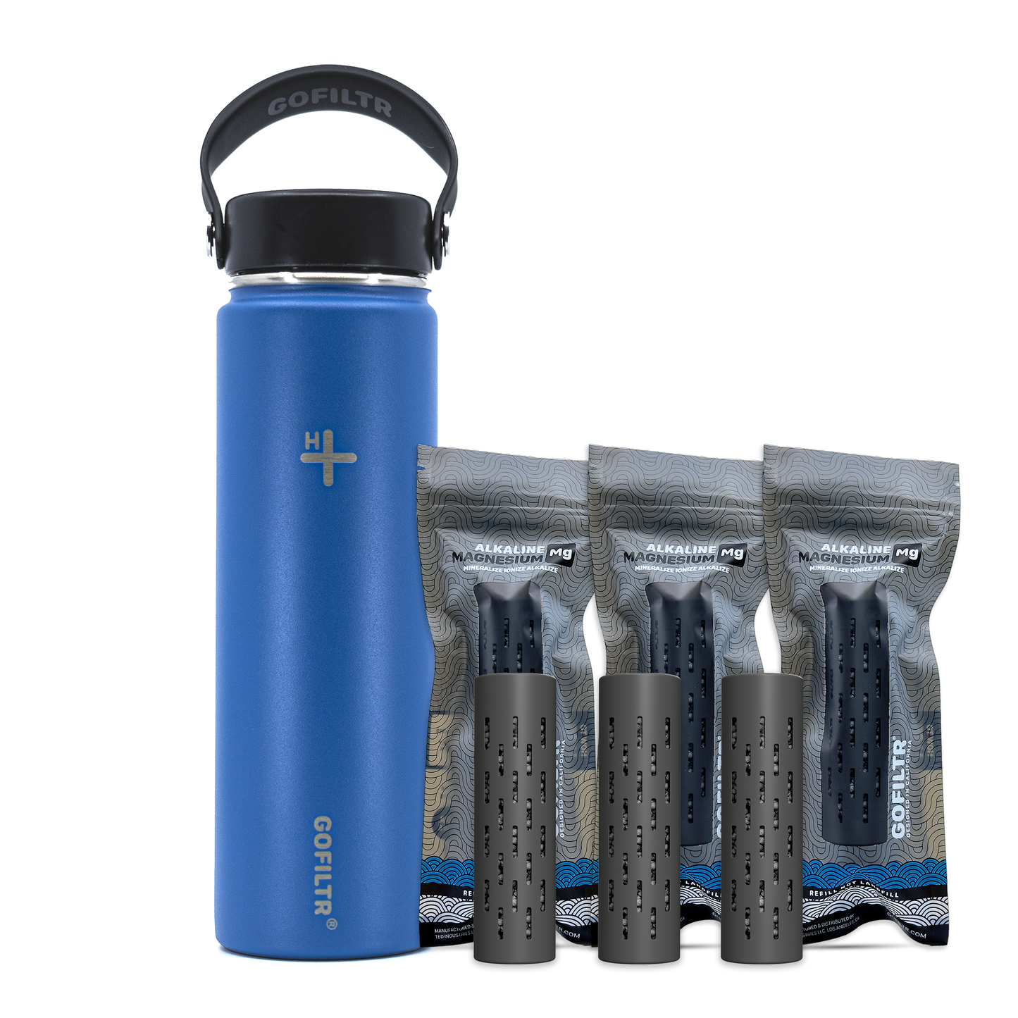 GOFILTR Alkaline Water Bottle 22 oz - Insulated Water Bottle That Creates 9.5 pH Alkaline Water