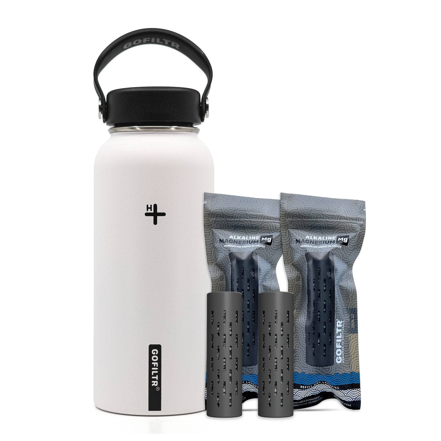 GOFILTR Alkaline Water Bottle 32 oz - Insulated Water Bottle That Creates 9.5 pH Alkaline Water