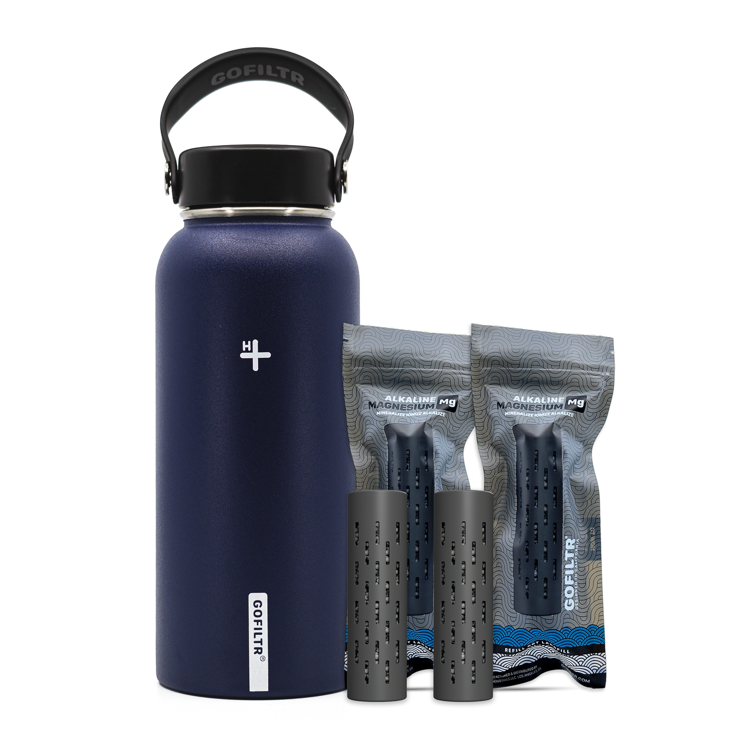 GOFILTR Alkaline Water Bottle 32 oz - Insulated Water Bottle That Creates 9.5 pH Alkaline Water