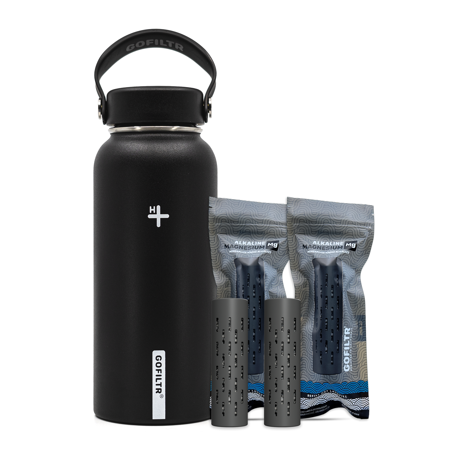 GOFILTR Alkaline Water Bottle 32 oz - Insulated Water Bottle That Creates 9.5 pH Alkaline Water