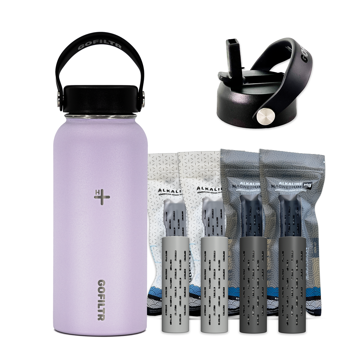 GOFILTR Alkaline Water Bottle 32 oz - Insulated Water Bottle That Creates 9.5 pH Alkaline Water