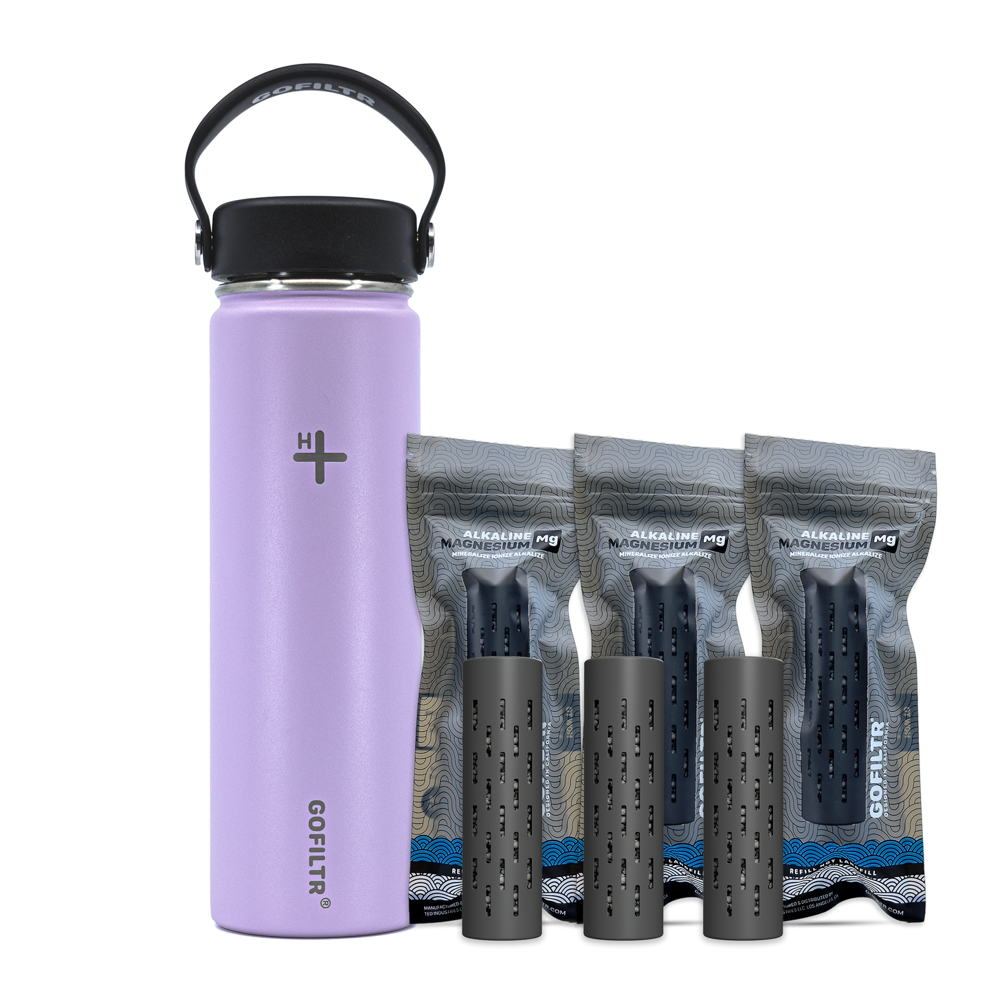 GOFILTR Alkaline Water Bottle 22 oz - Insulated Water Bottle That Creates 9.5 pH Alkaline Water
