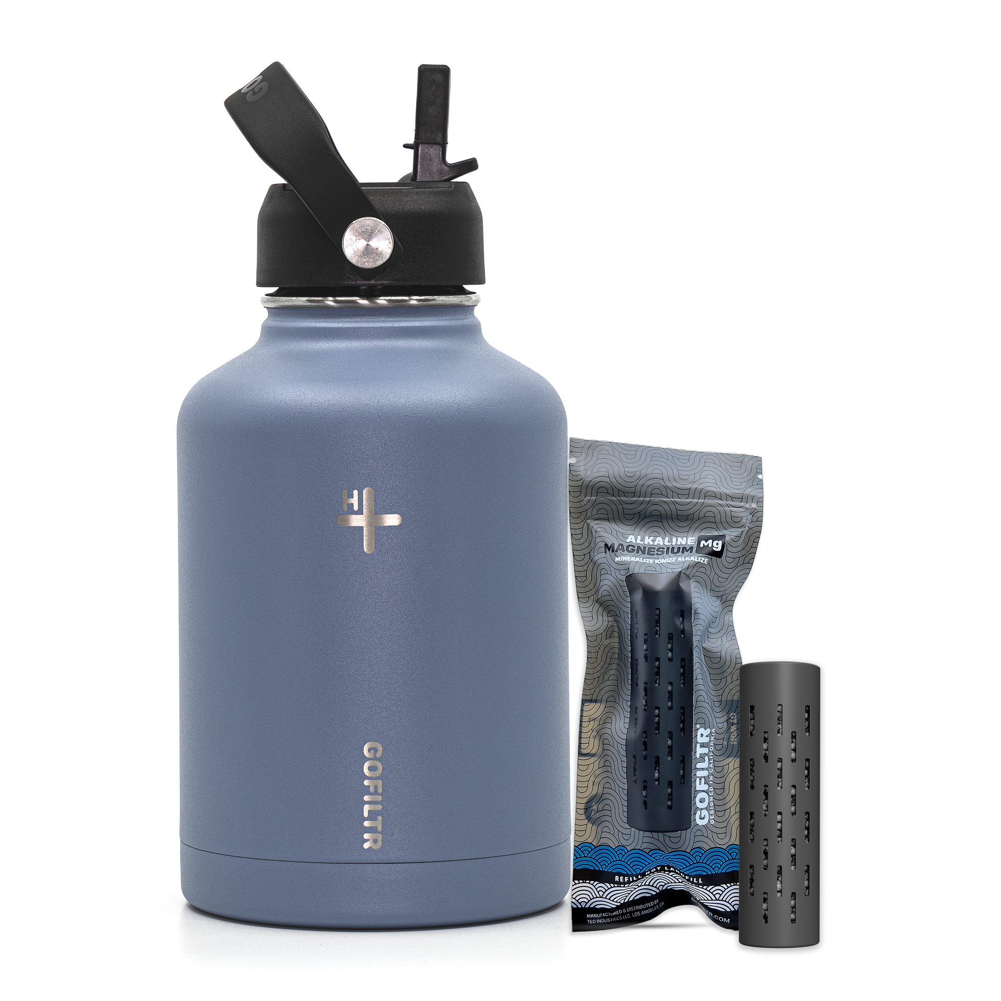 Insulated Filtered Water Bottle with Straw, Reusable, BPA Free Plastic
